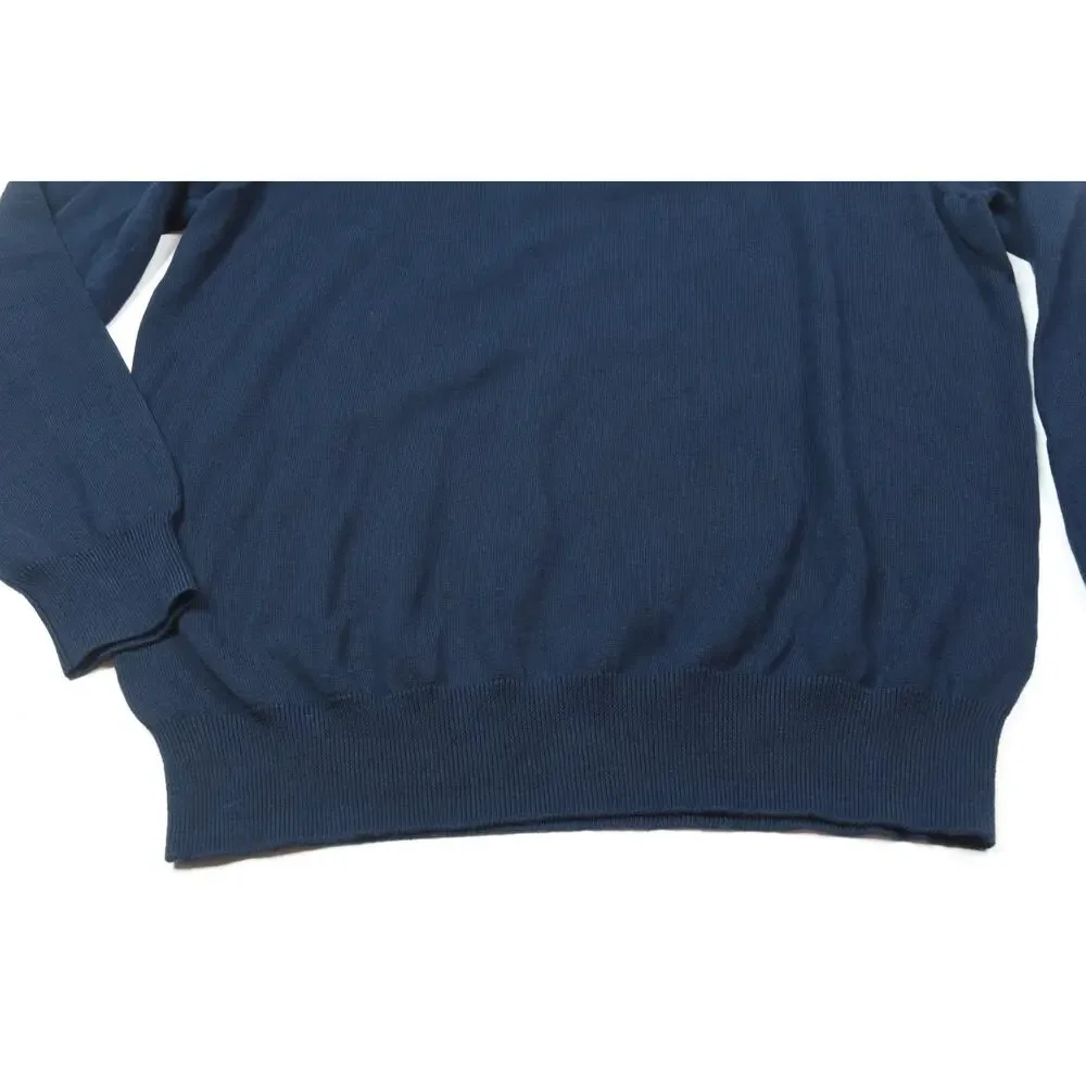 Jos A Bank Traveler Sweater Mens Large Blue Long Sleeve Pima Cotton Pullover